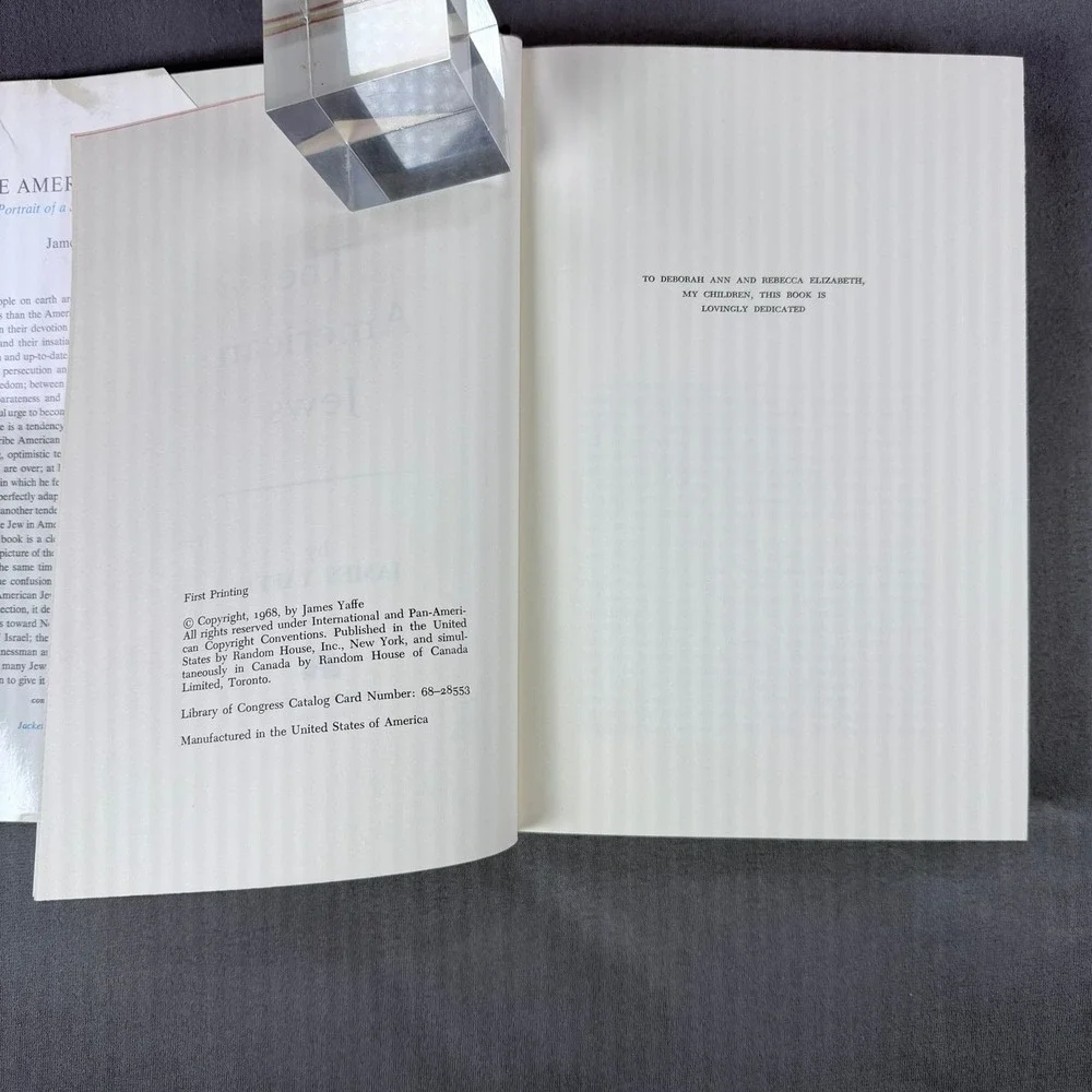 James Yaffe The American‎ Jews Hardcover 1968 First Edition Sociology Book